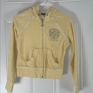 Bebe Light Yellow Zip-Up Hoodie